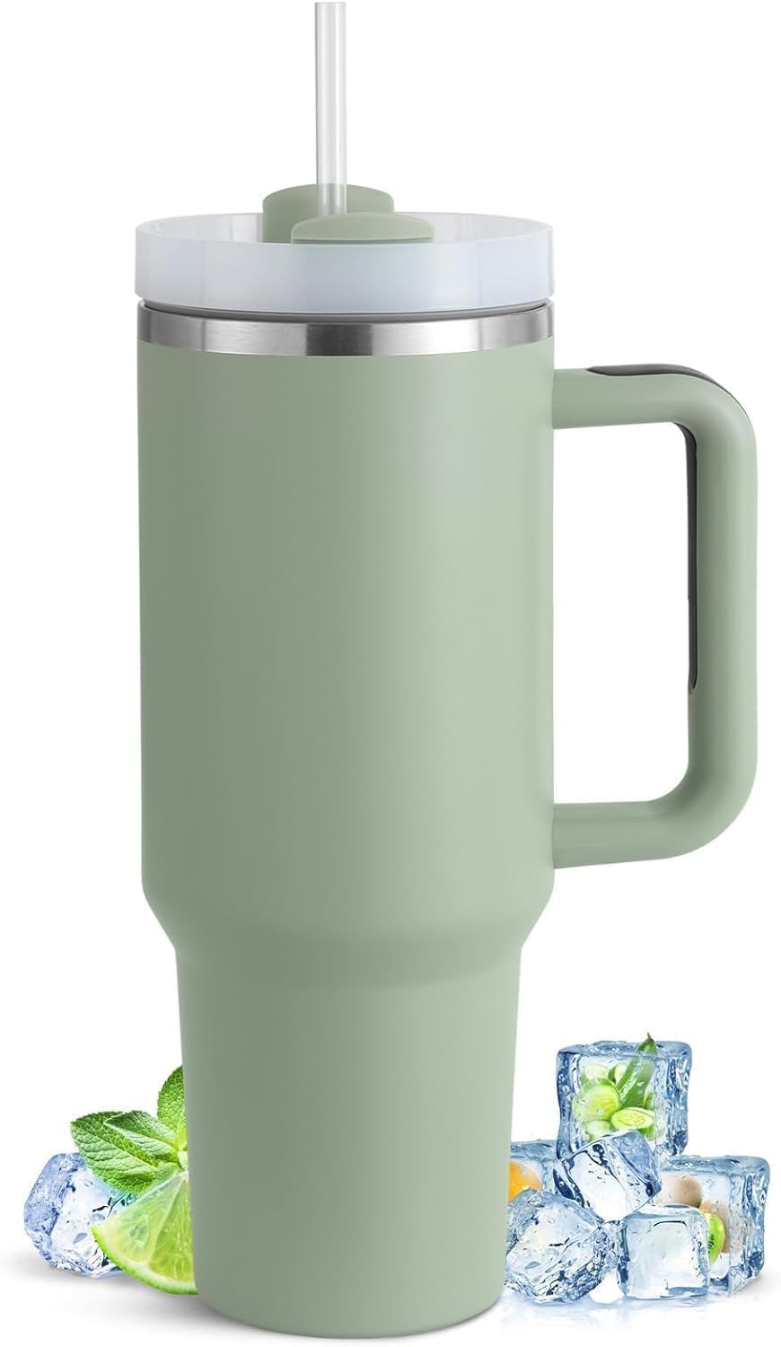 Insulated Travel Tumbler with Handle & Straw – 1200ml Large Capacity Stainless Steel Mug